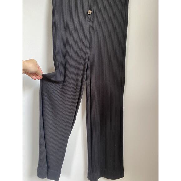 Reformation Jeans Black Camille Ribbed Knit M Tencel Modal Jumpsuit Romper Comfy - Picture 5 of 9